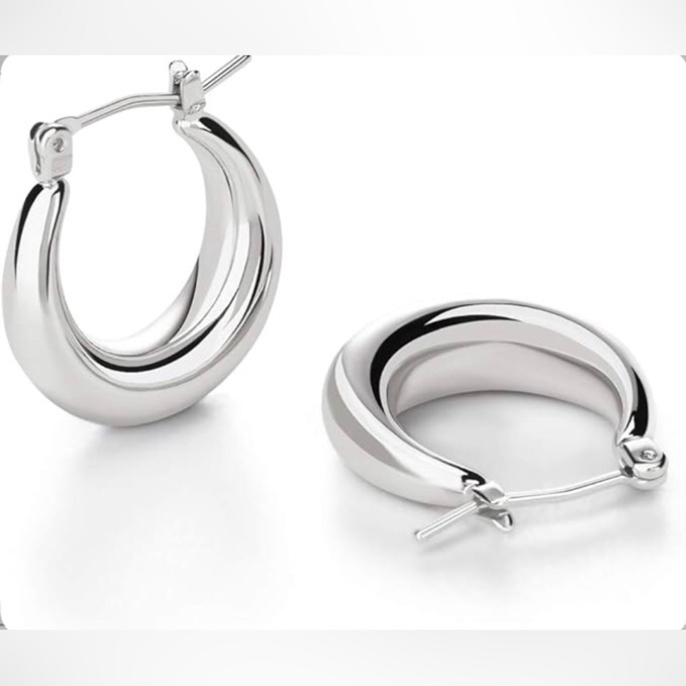 LILIE&WHITE Chunky Silver tone hypoallergenic hoop earrings NIB